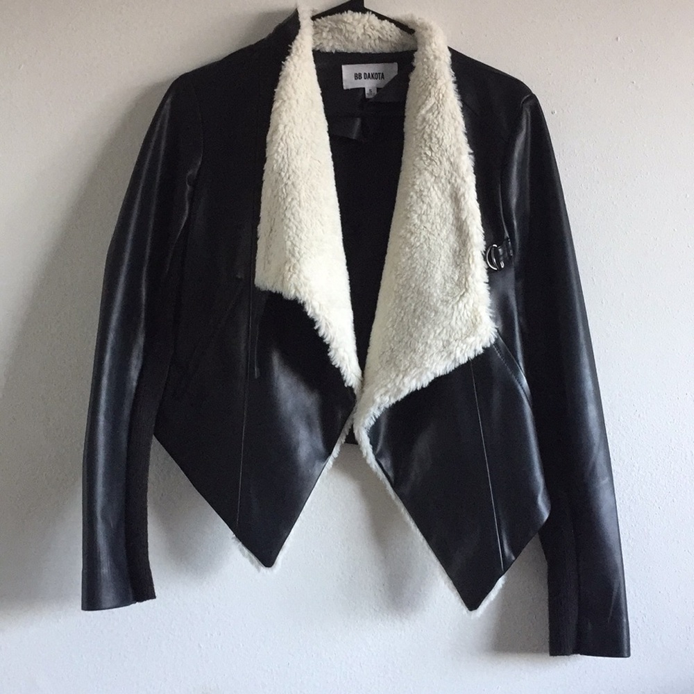UO faux leather jacket w/ faux fur lining